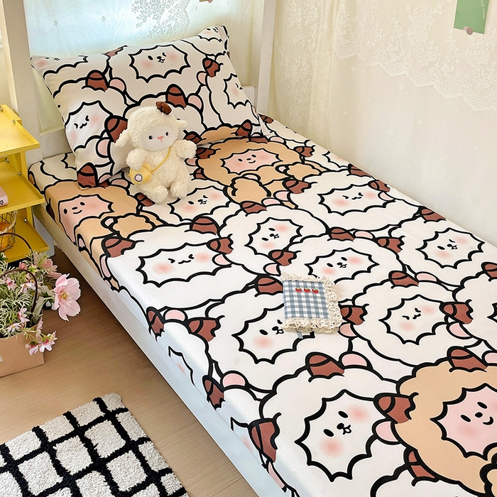 91家纺网 家纺一手货源 找家纺 花伞家居 2025新款学生床加厚磨毛印花单品单床笠单床单 咩咩家