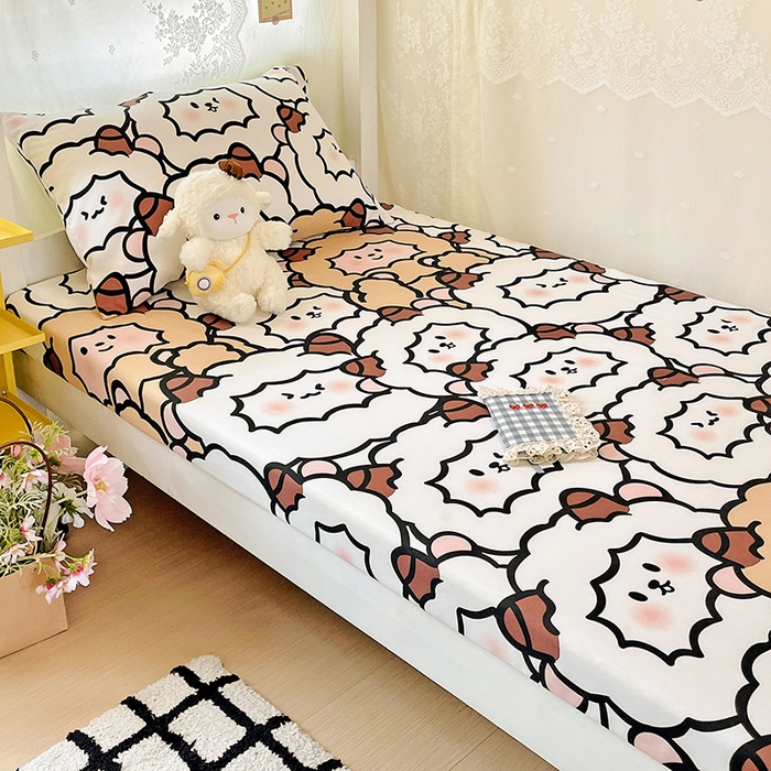 91家纺网 家纺一手货源 找家纺 花伞家居 2025新款学生床加厚磨毛印花单品单床笠单床单 咩咩家