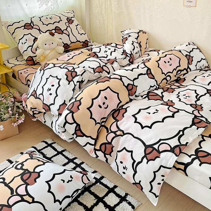 91家纺网 家纺一手货源 找家纺 花伞家居 2025新款学生床加厚磨毛印花单品单床笠单床单 咩咩家