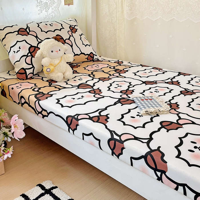 91家纺网 家纺一手货源 找家纺 花伞家居 2025新款学生床加厚磨毛印花单品单床笠单床单 咩咩家