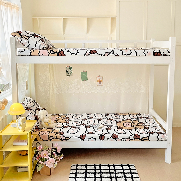 91家纺网 家纺一手货源 找家纺 花伞家居 2025新款学生床加厚磨毛印花单品单床笠单床单 咩咩家