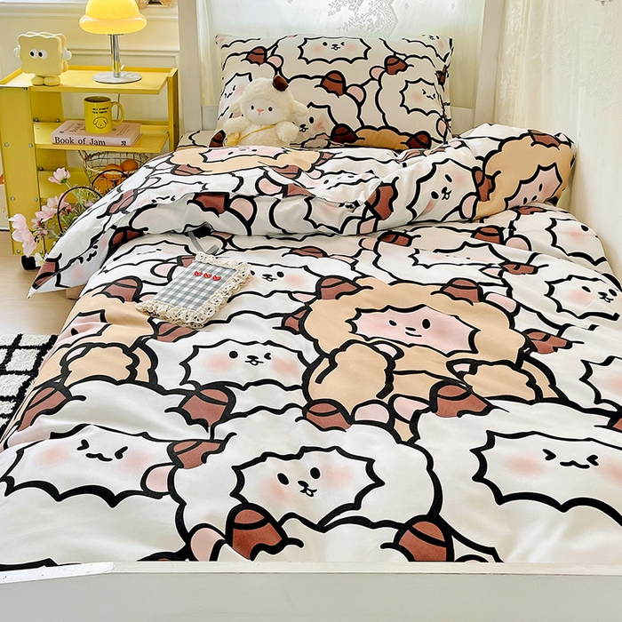 91家纺网 家纺一手货源 找家纺 花伞家居 2025新款学生床加厚磨毛印花单品单床笠单床单 咩咩家