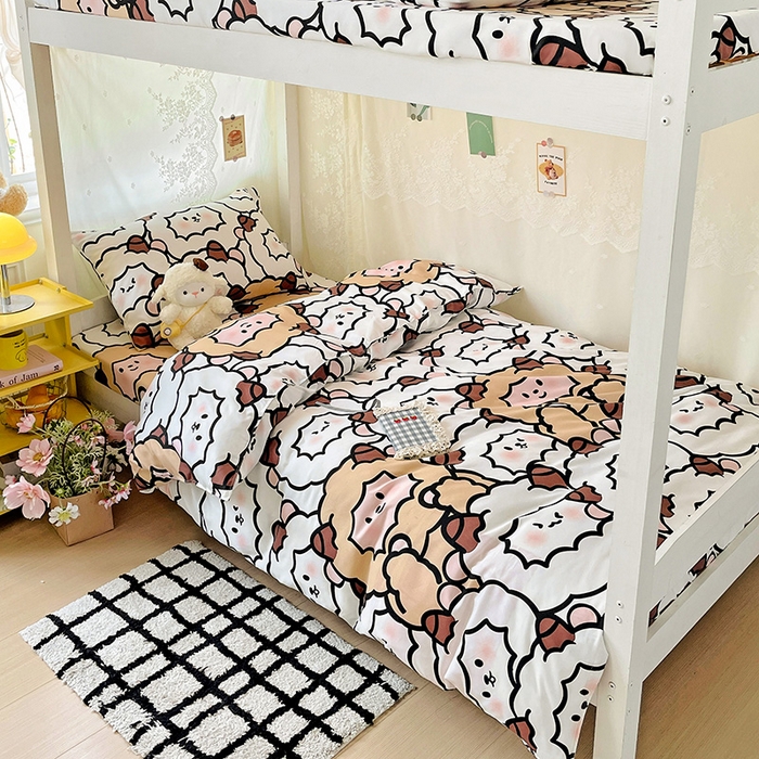 91家纺网 家纺一手货源 找家纺 花伞家居 2025新款学生床加厚磨毛印花单品单床笠单床单 咩咩家