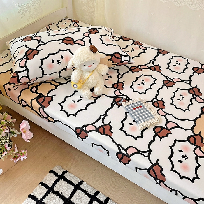 91家纺网 家纺一手货源 找家纺 花伞家居 2025新款学生床加厚磨毛印花单品单床笠单床单 咩咩家