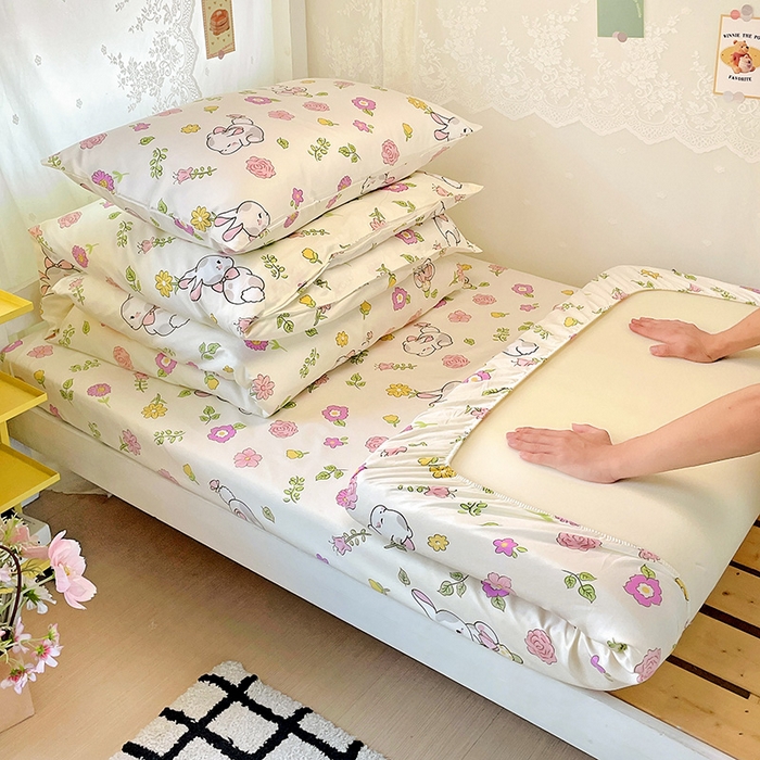 花伞家居 2025新款学生床加厚磨毛印花单品单床笠单床单 撒娇小兔
