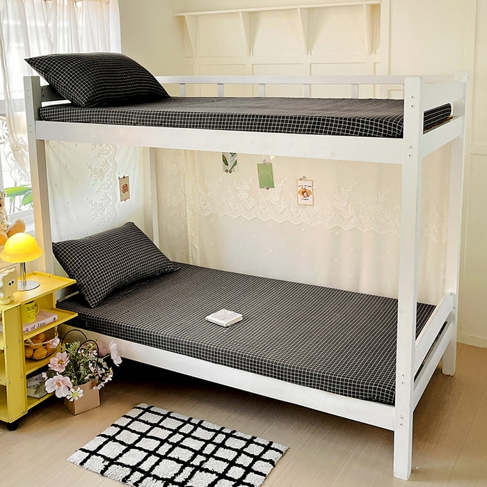 91家纺网 家纺一手货源 找家纺 花伞家居 2025新款学生床加厚磨毛印花单品单床笠单床单 小灰格