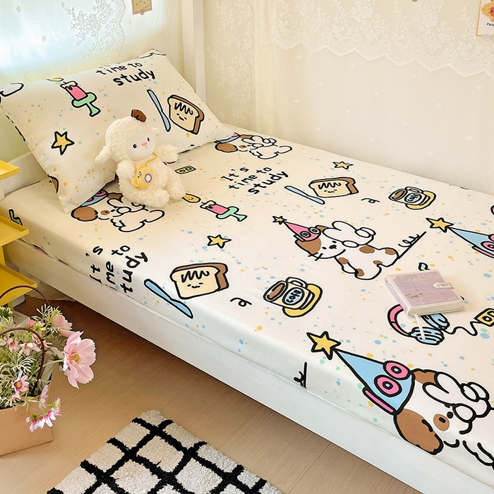 91家纺网 家纺一手货源 找家纺 花伞家居 2025新款学生床加厚磨毛印花单品单床笠单床单 学习时间