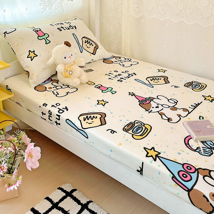 91家纺网 家纺一手货源 找家纺 花伞家居 2025新款学生床加厚磨毛印花单品单床笠单床单 学习时间