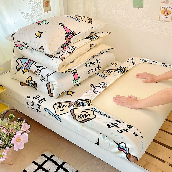 花伞家居 2025新款学生床加厚磨毛印花单品单床笠单床单 学习时间