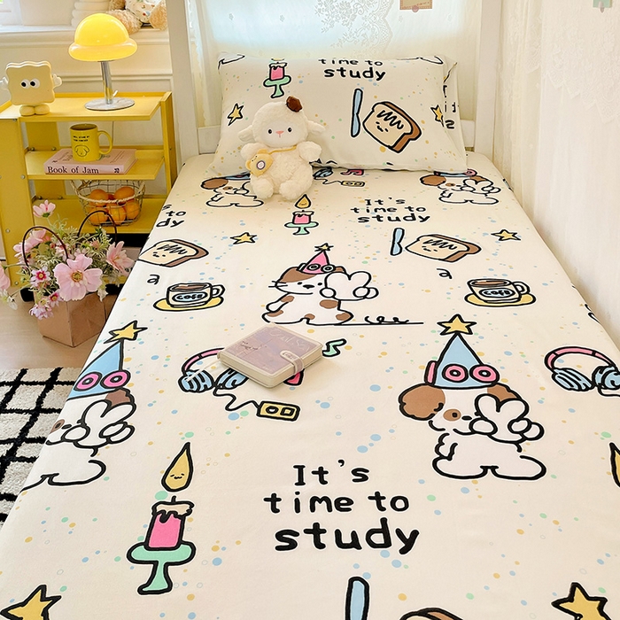 91家纺网 家纺一手货源 找家纺 花伞家居 2025新款学生床加厚磨毛印花单品单床笠单床单 学习时间