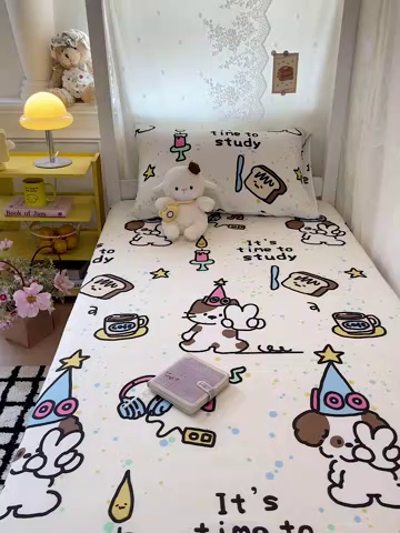 91家纺网 家纺一手货源 找家纺 花伞家居 2025新款学生床加厚磨毛印花单品单床笠单床单 学习时间