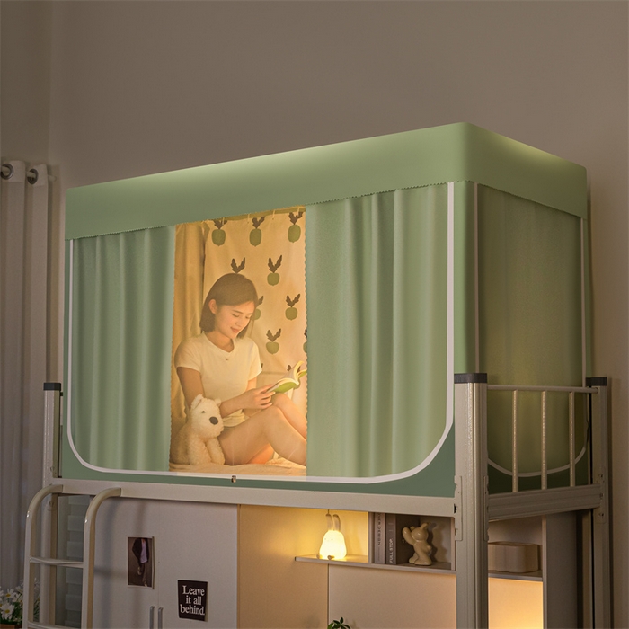 91家纺网 家纺一手货源 找家纺 飞轮海蚊帐 2025新款五面强遮光蚊帐（送风扇杆）XZ-22（送靠墙帘） 果绿