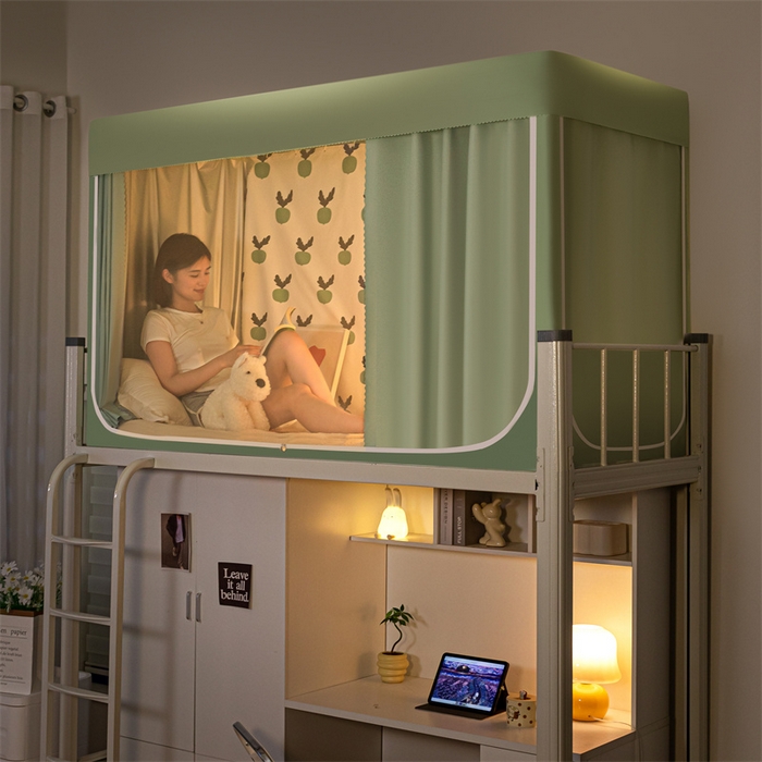 91家纺网 家纺一手货源 找家纺 飞轮海蚊帐 2025新款五面强遮光蚊帐（送风扇杆）XZ-22（送靠墙帘） 果绿