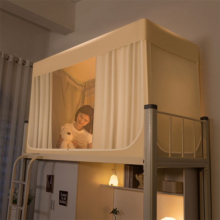 91家纺网 家纺一手货源 找家纺 飞轮海蚊帐 2025新款五面强遮光蚊帐（送风扇杆）XZ-22（送靠墙帘） 奶油黄