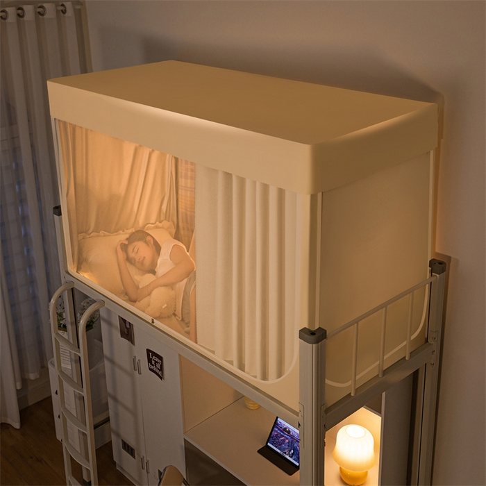 91家纺网 家纺一手货源 找家纺 飞轮海蚊帐 2025新款五面强遮光蚊帐（送风扇杆）XZ-22（送靠墙帘） 奶油黄