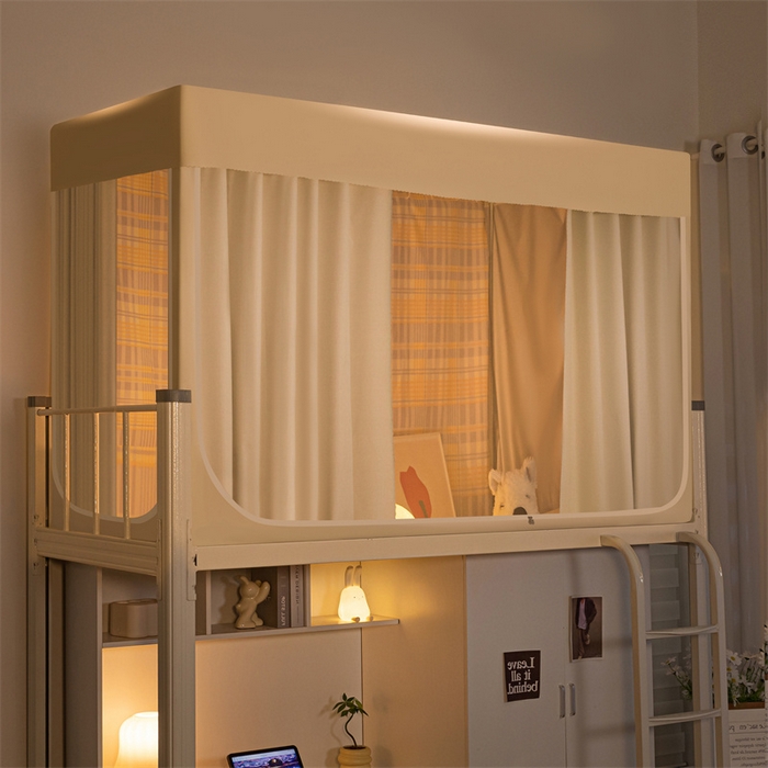 91家纺网 家纺一手货源 找家纺 飞轮海蚊帐 2025新款五面强遮光蚊帐（送风扇杆）XZ-22（送靠墙帘） 奶油黄