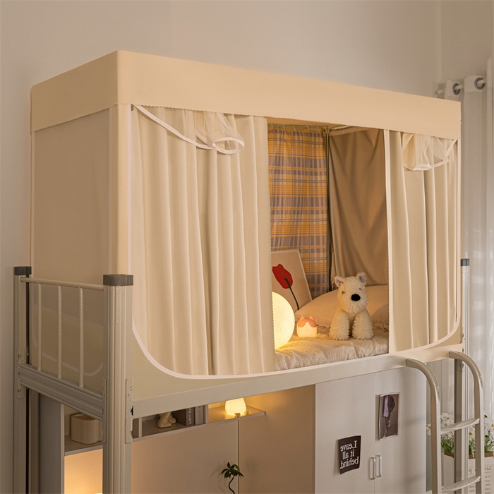 91家纺网 家纺一手货源 找家纺 飞轮海蚊帐 2025新款五面强遮光蚊帐（送风扇杆）XZ-22（送靠墙帘） 奶油黄