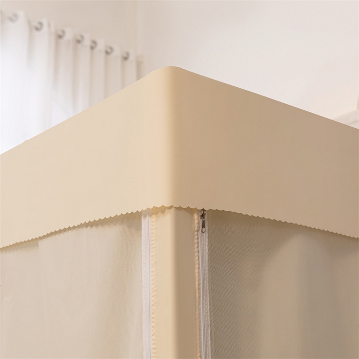 91家纺网 家纺一手货源 找家纺 飞轮海蚊帐 2025新款五面强遮光蚊帐（送风扇杆）XZ-22（送靠墙帘） 奶油黄