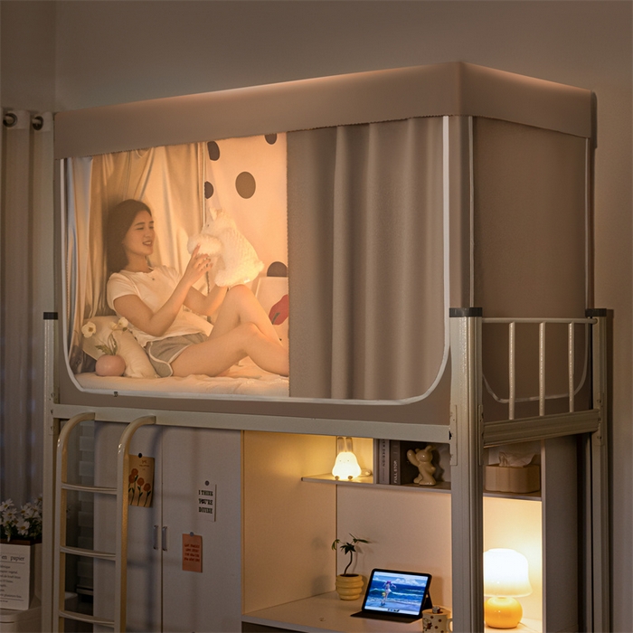 91家纺网 家纺一手货源 找家纺 飞轮海蚊帐 2025新款五面强遮光蚊帐（送风扇杆）XZ-22（送靠墙帘） 香槟