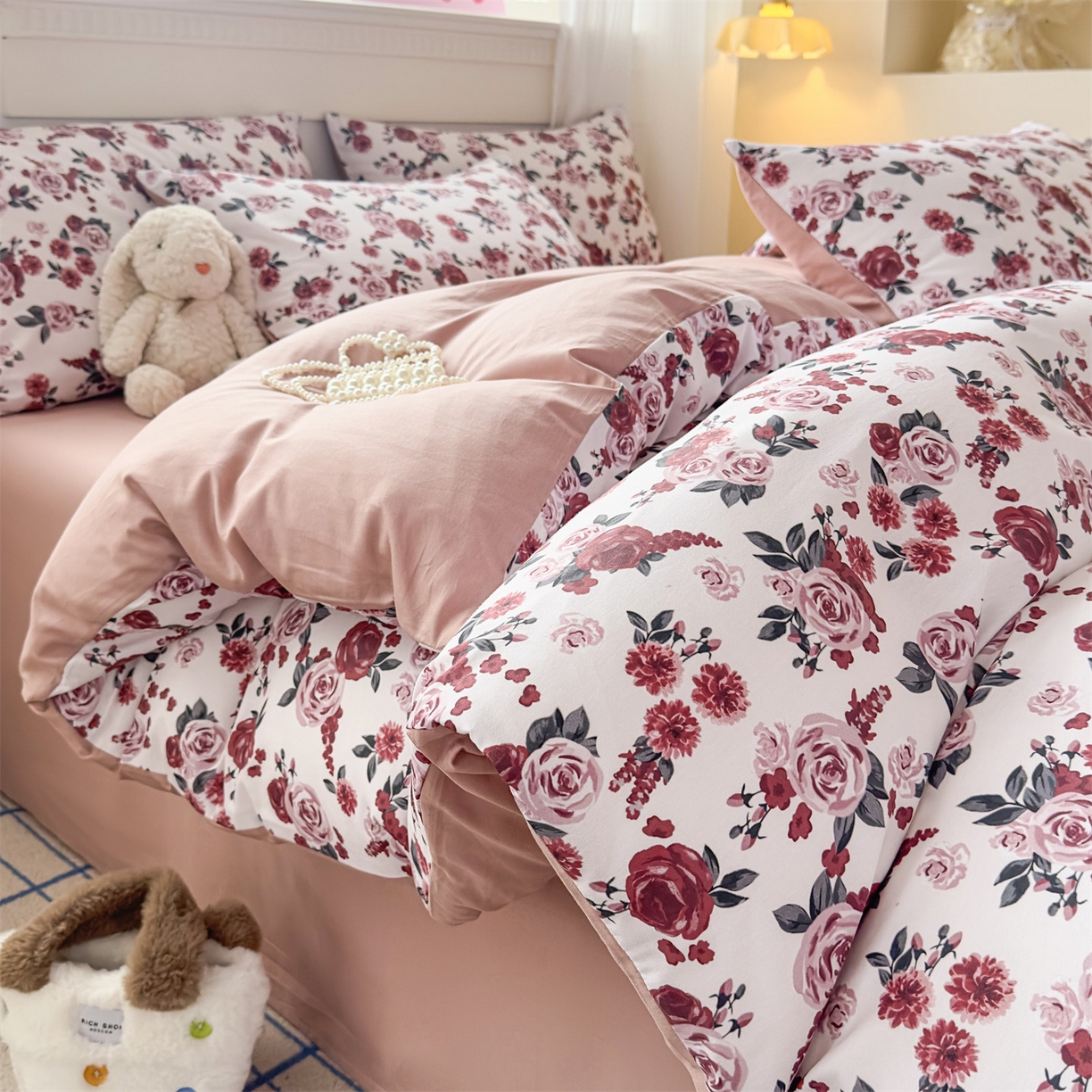 91家纺网 家纺一手货源 找家纺 恒爱家纺2025新款A类全棉印花四件套 共挽余生