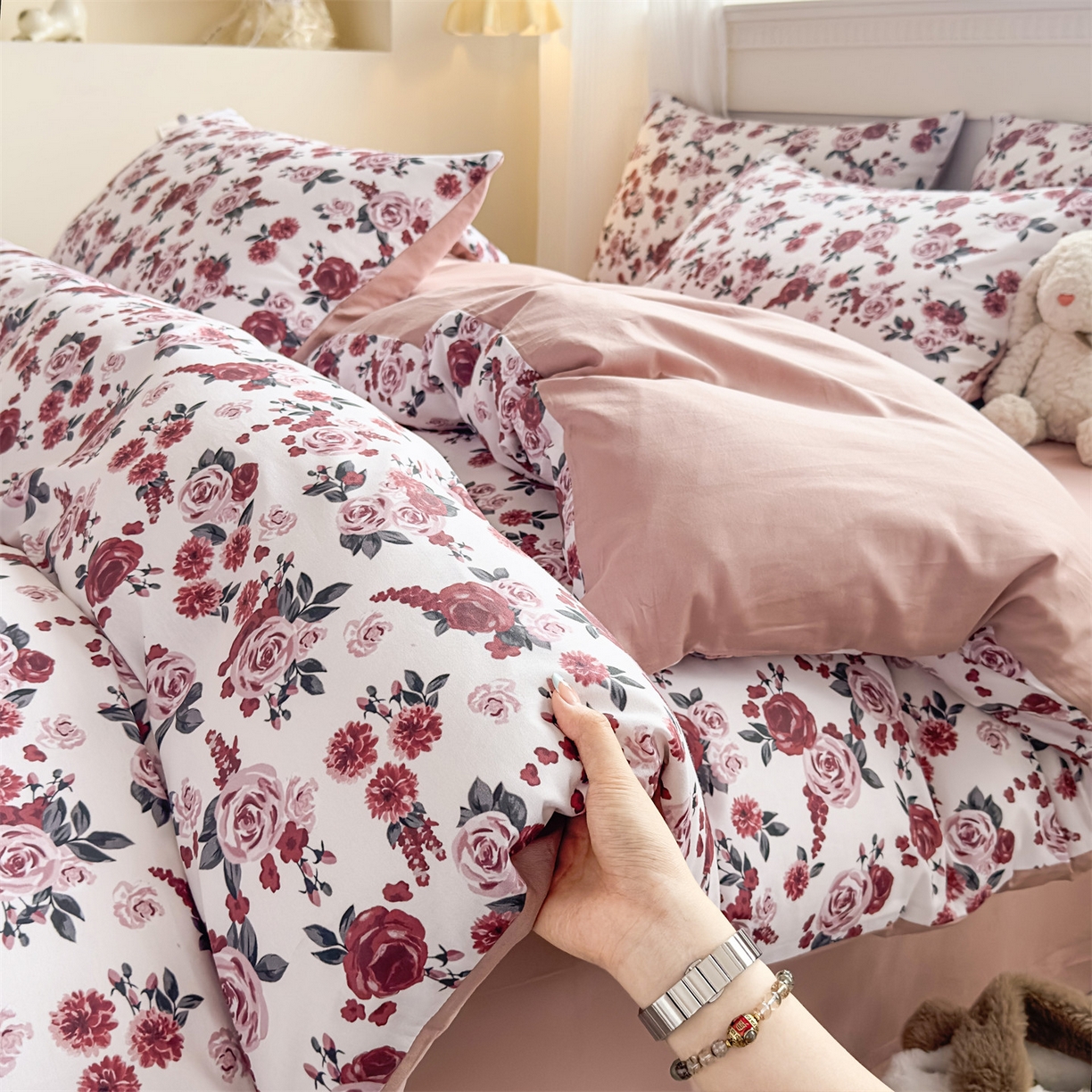 91家纺网 家纺一手货源 找家纺 恒爱家纺2025新款A类全棉印花四件套 共挽余生