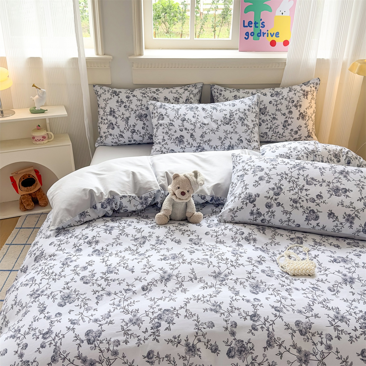 91家纺网 家纺一手货源 找家纺 恒爱家纺2025新款A类全棉印花四件套 故梦醉人