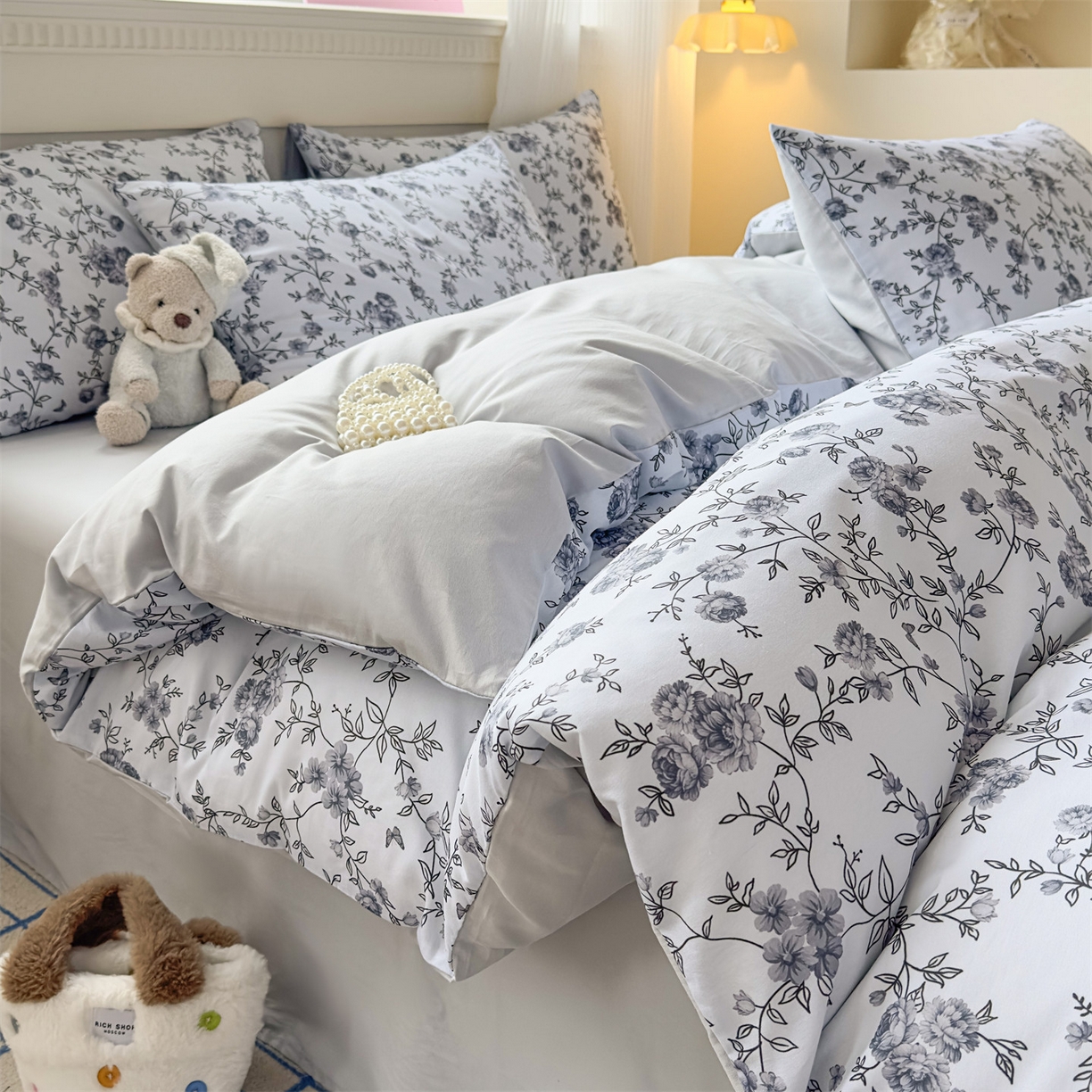 91家纺网 家纺一手货源 找家纺 恒爱家纺2025新款A类全棉印花四件套 故梦醉人