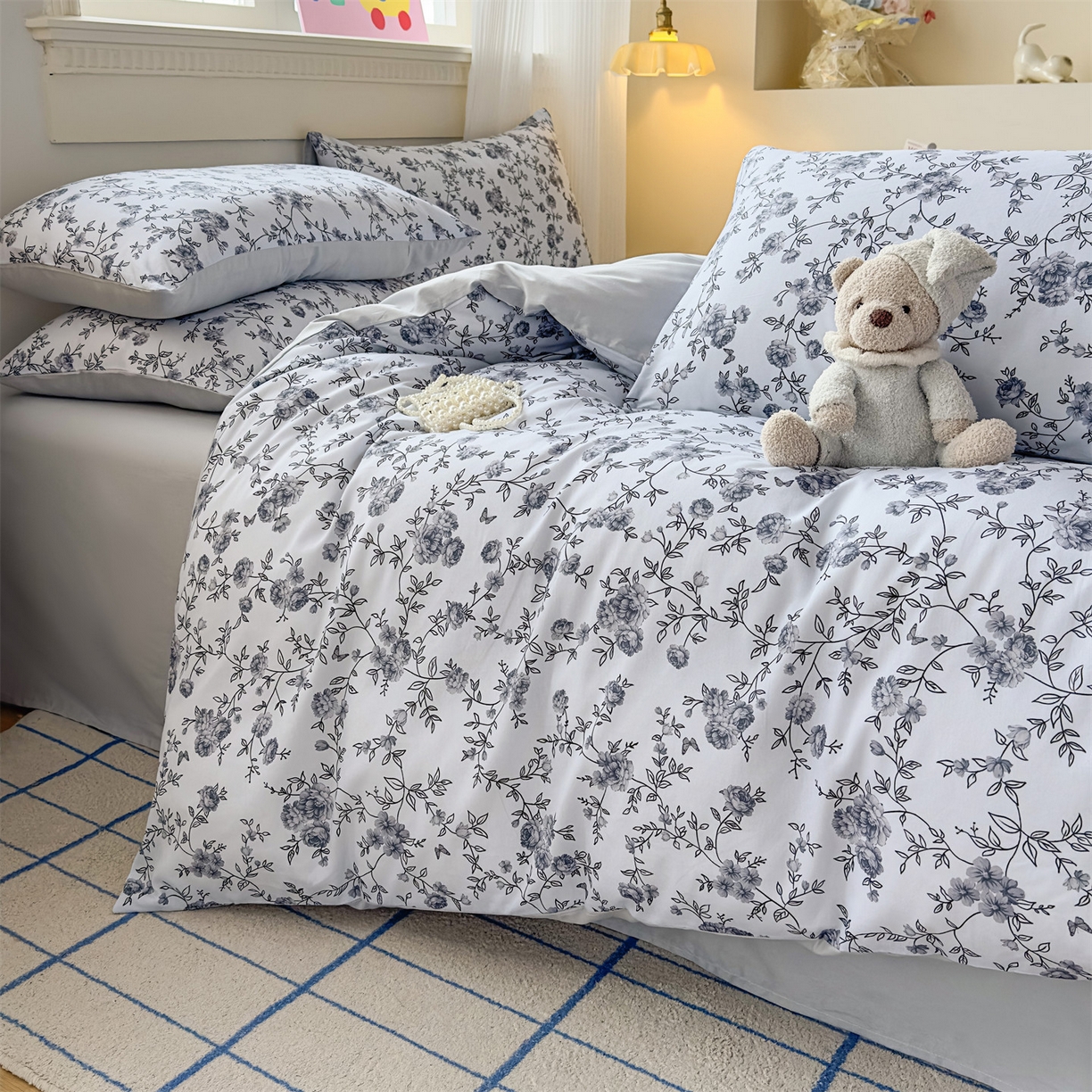 91家纺网 家纺一手货源 找家纺 恒爱家纺2025新款A类全棉印花四件套 故梦醉人