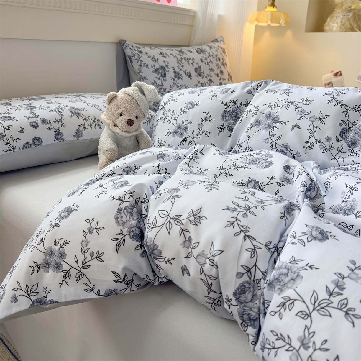 91家纺网 家纺一手货源 找家纺 恒爱家纺2025新款A类全棉印花四件套 故梦醉人