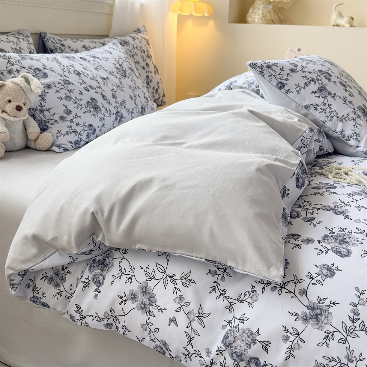 91家纺网 家纺一手货源 找家纺 恒爱家纺2025新款A类全棉印花四件套 故梦醉人