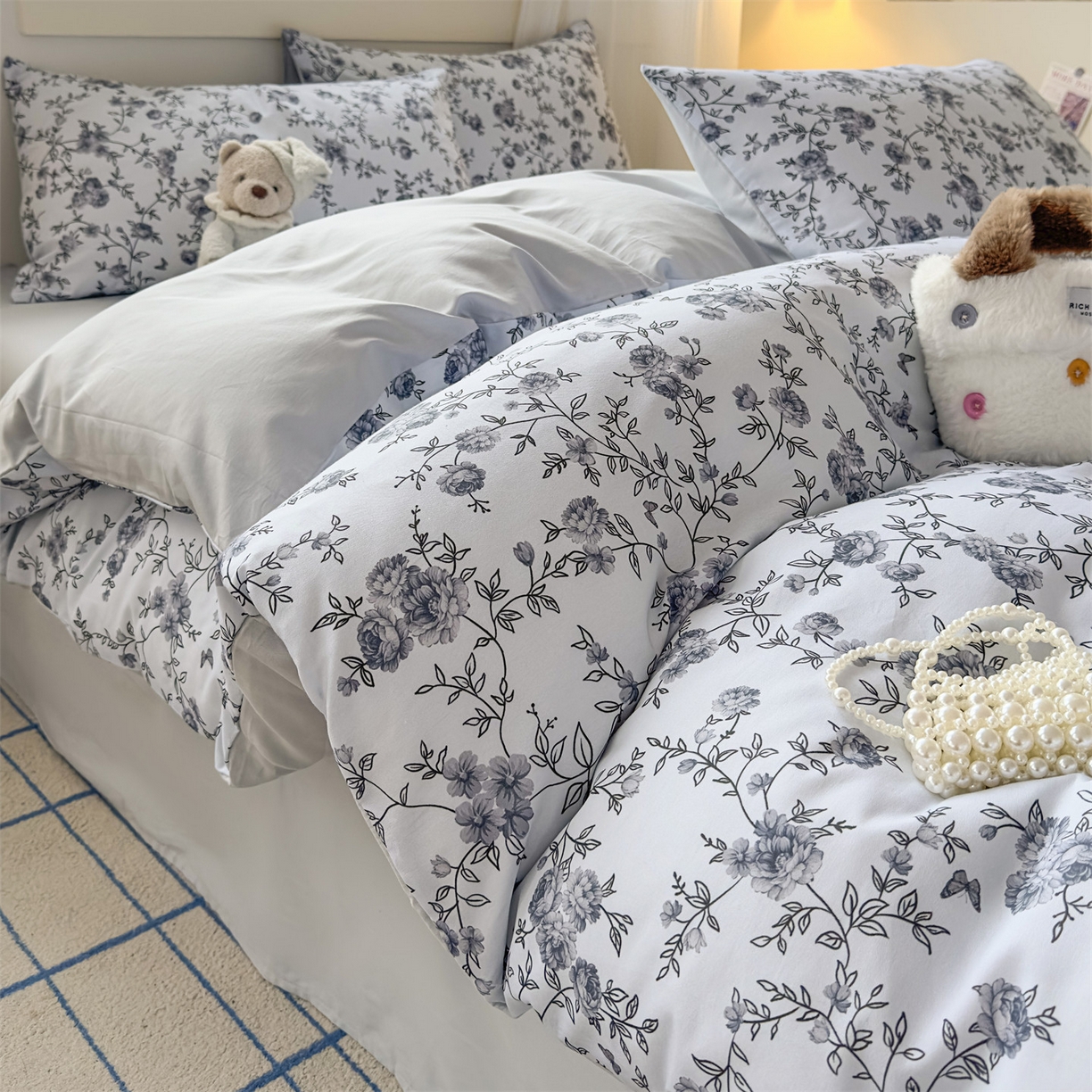 91家纺网 家纺一手货源 找家纺 恒爱家纺2025新款A类全棉印花四件套 故梦醉人