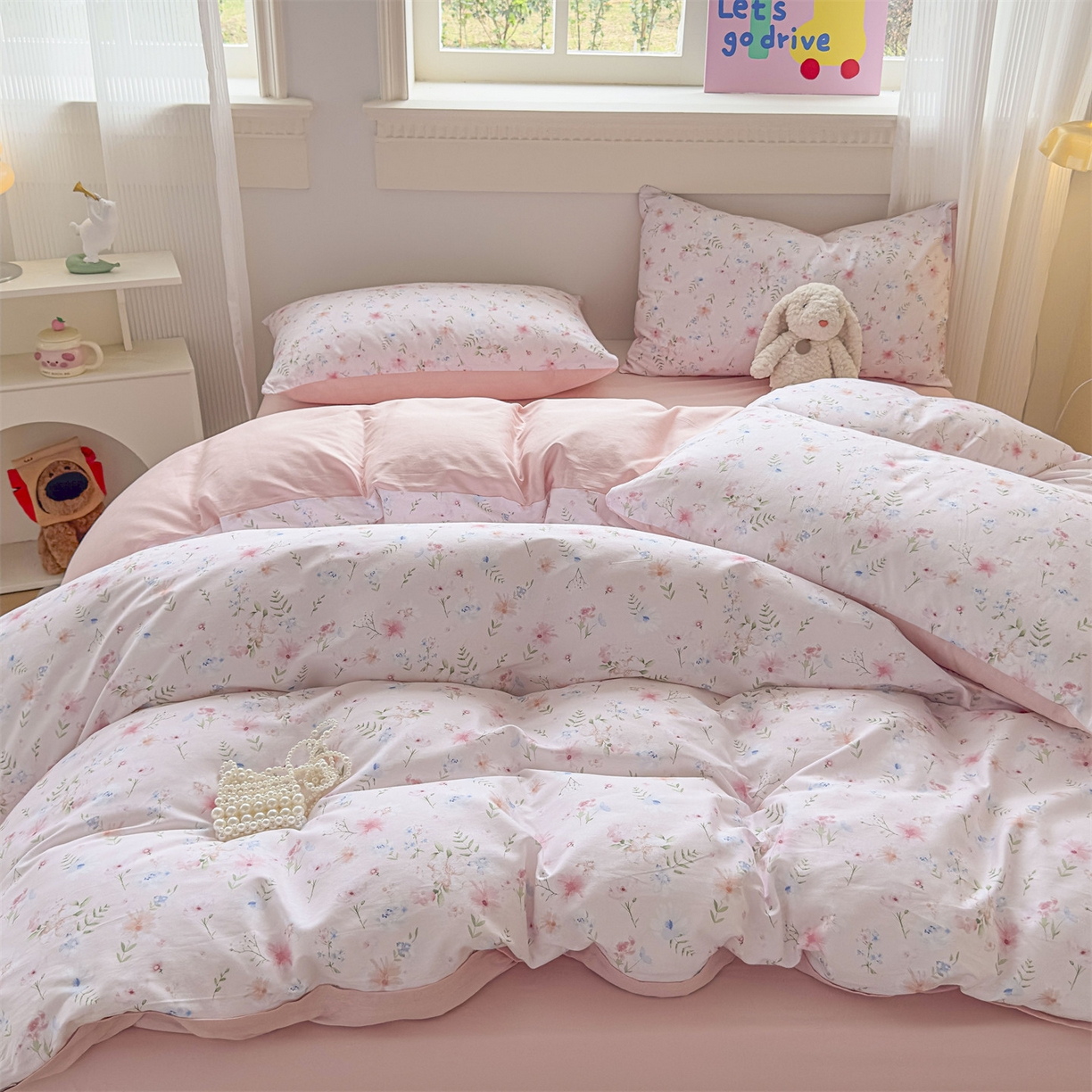 91家纺网 家纺一手货源 找家纺 恒爱家纺2025新款A类全棉印花四件套 花间醉心