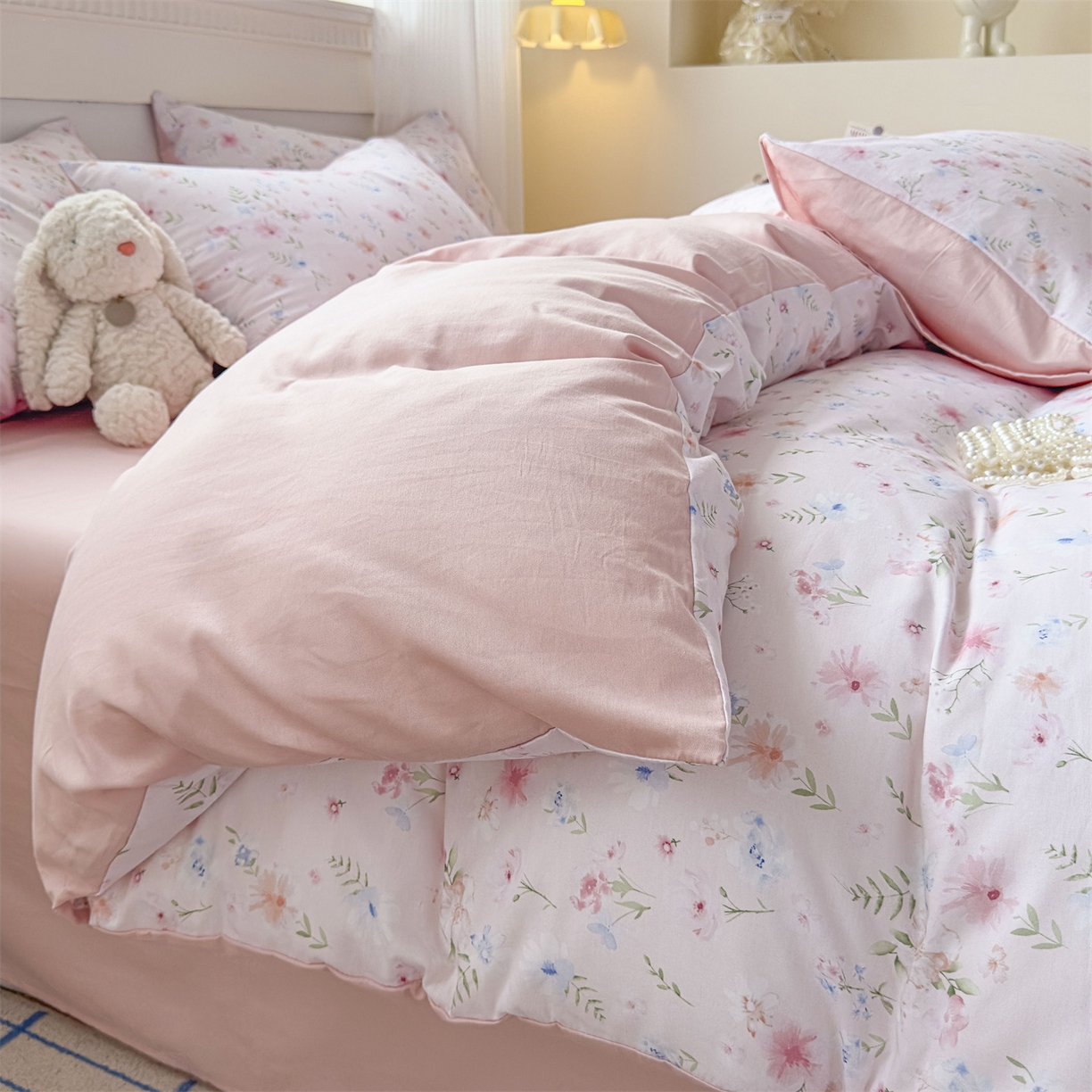 91家纺网 家纺一手货源 找家纺 恒爱家纺2025新款A类全棉印花四件套 花间醉心