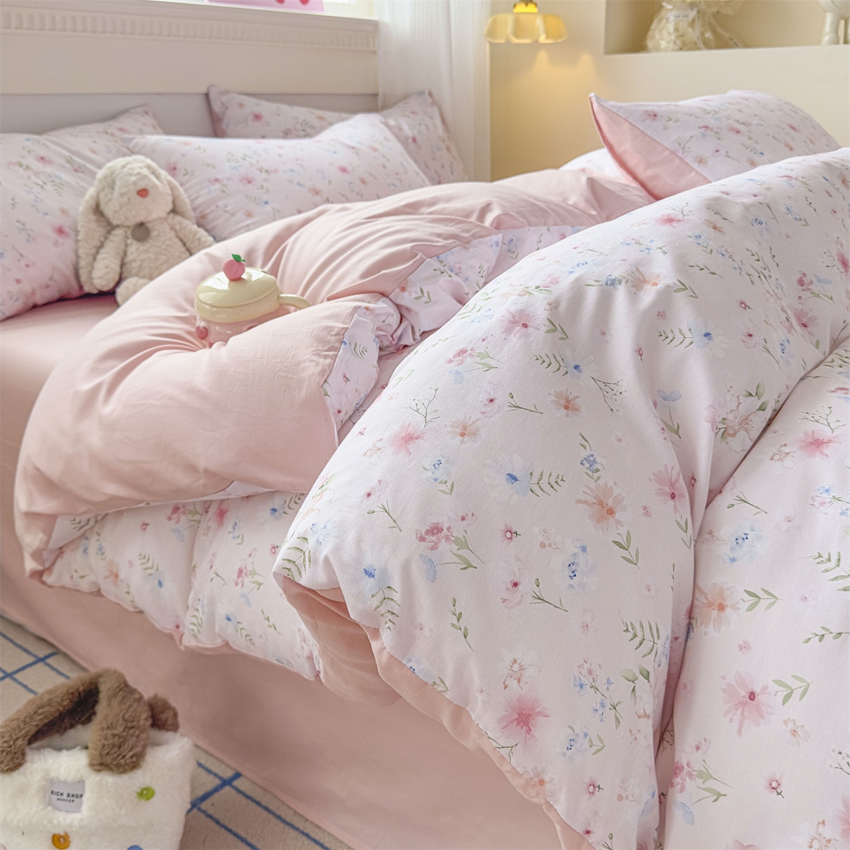 91家纺网 家纺一手货源 找家纺 恒爱家纺2025新款A类全棉印花四件套 花间醉心