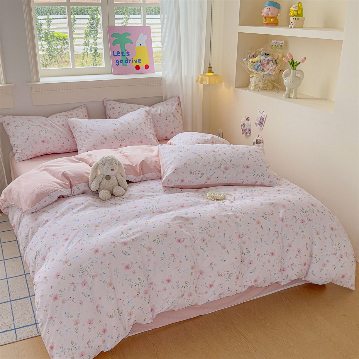 91家纺网 家纺一手货源 找家纺 恒爱家纺2025新款A类全棉印花四件套 花间醉心