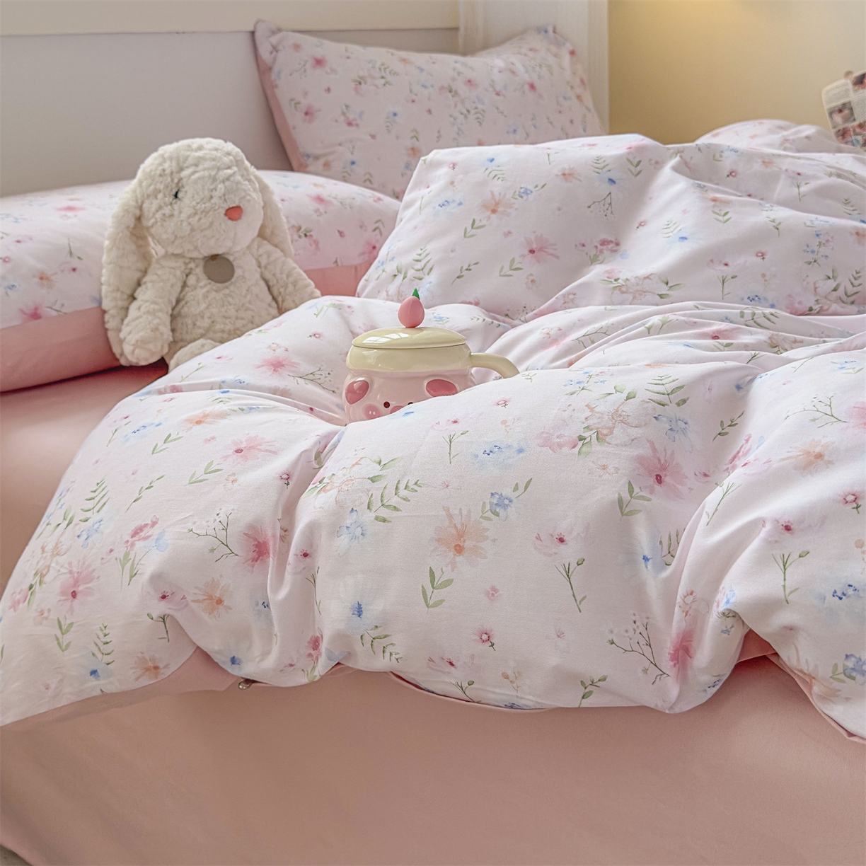 91家纺网 家纺一手货源 找家纺 恒爱家纺2025新款A类全棉印花四件套 花间醉心