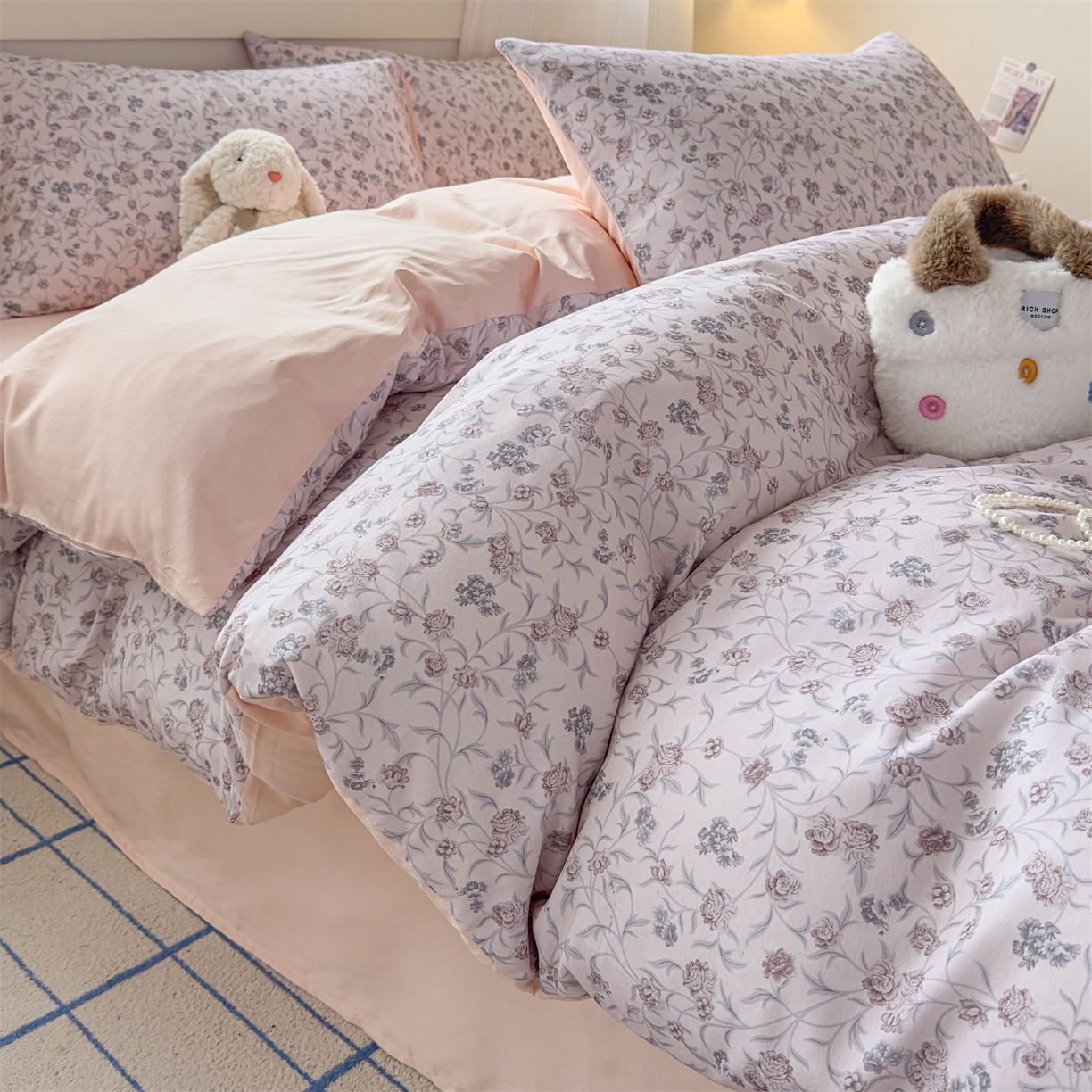 91家纺网 家纺一手货源 找家纺 恒爱家纺2025新款A类全棉印花四件套 今夕何忆