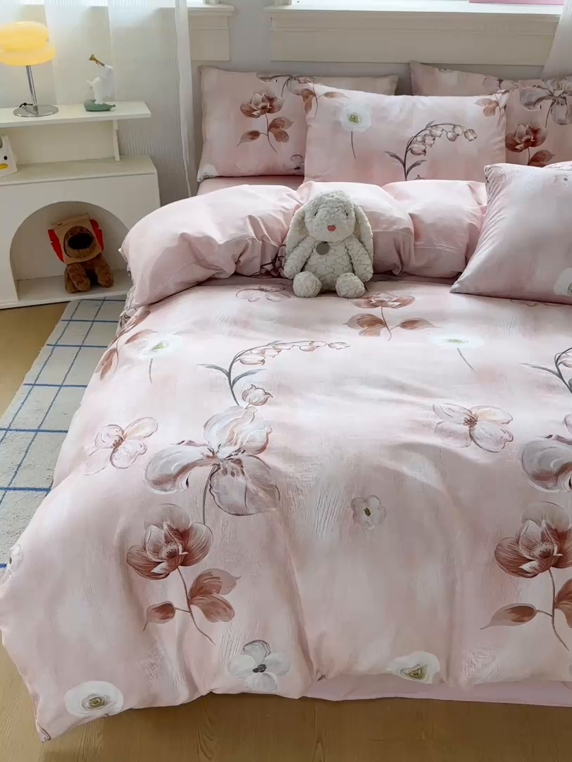 91家纺网 家纺一手货源 找家纺 恒爱家纺2025新款A类全棉印花四件套 静赏流年