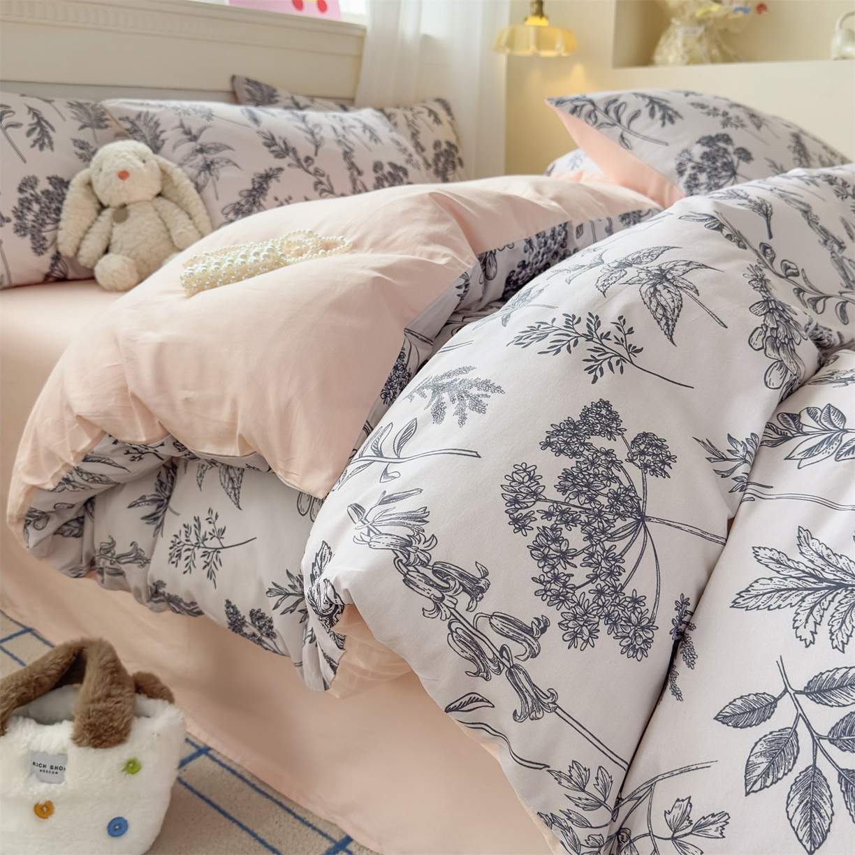 91家纺网 家纺一手货源 找家纺 恒爱家纺2025新款A类全棉印花四件套 静怡