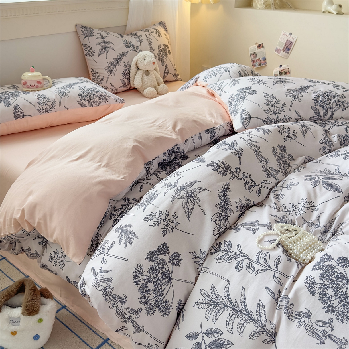 91家纺网 家纺一手货源 找家纺 恒爱家纺2025新款A类全棉印花四件套 静怡