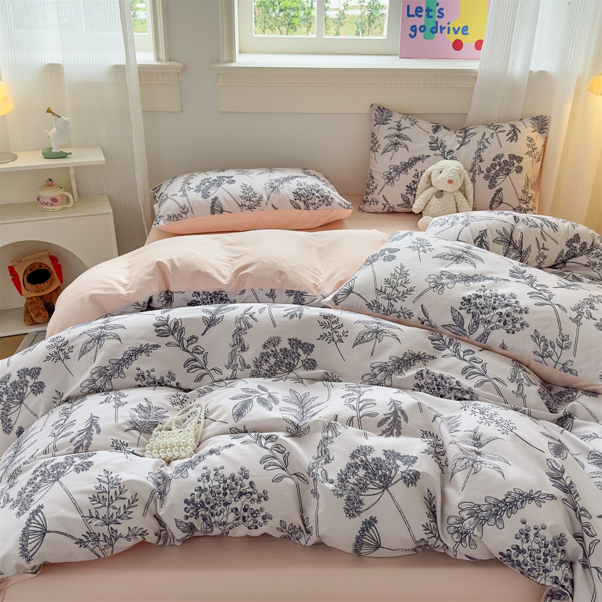 91家纺网 家纺一手货源 找家纺 恒爱家纺2025新款A类全棉印花四件套 静怡