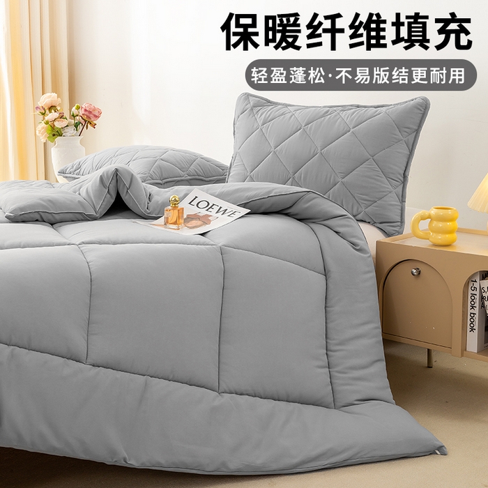 91家纺网 家纺一手货源 找家纺 憨豆家纺 2026新款磨毛四季被春秋被丝棉加厚冬被学生宿舍被子酒店宾馆跨境被芯 格调灰