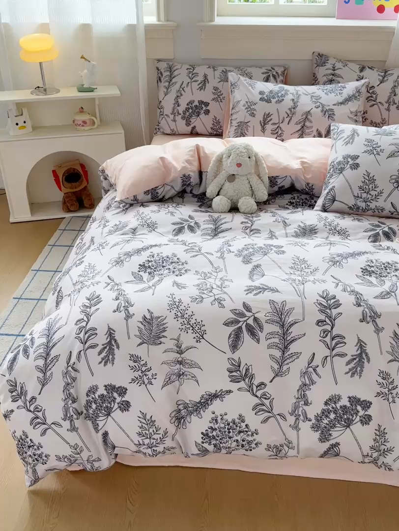 91家纺网 家纺一手货源 找家纺 恒爱家纺2025新款A类全棉印花四件套 静怡