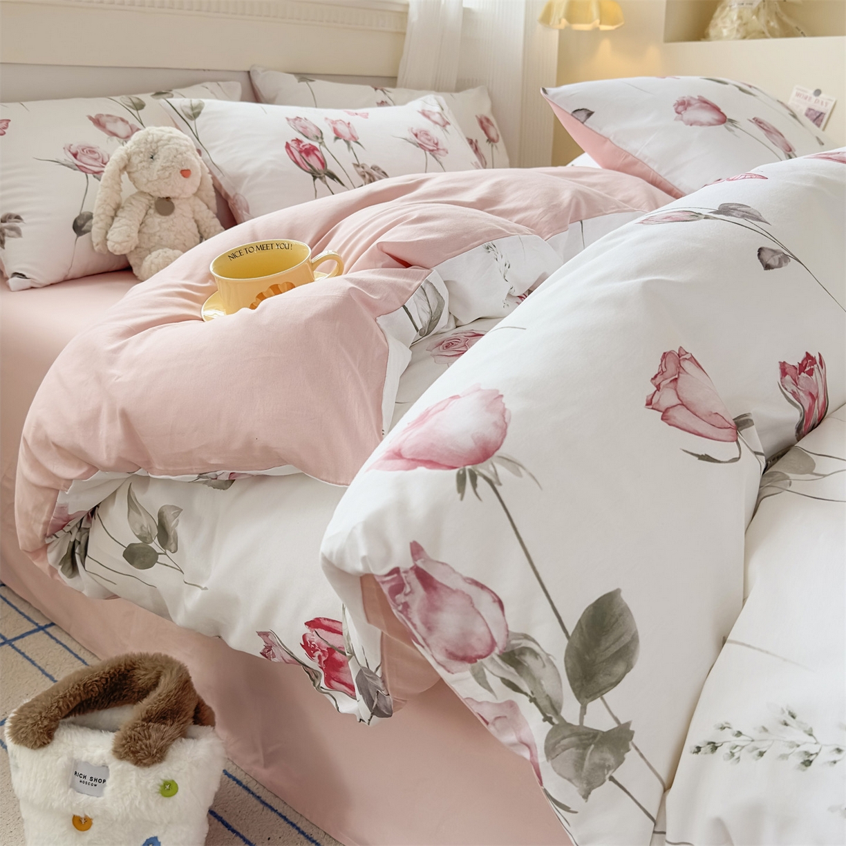 91家纺网 家纺一手货源 找家纺 恒爱家纺2025新款A类全棉印花四件套 洛神