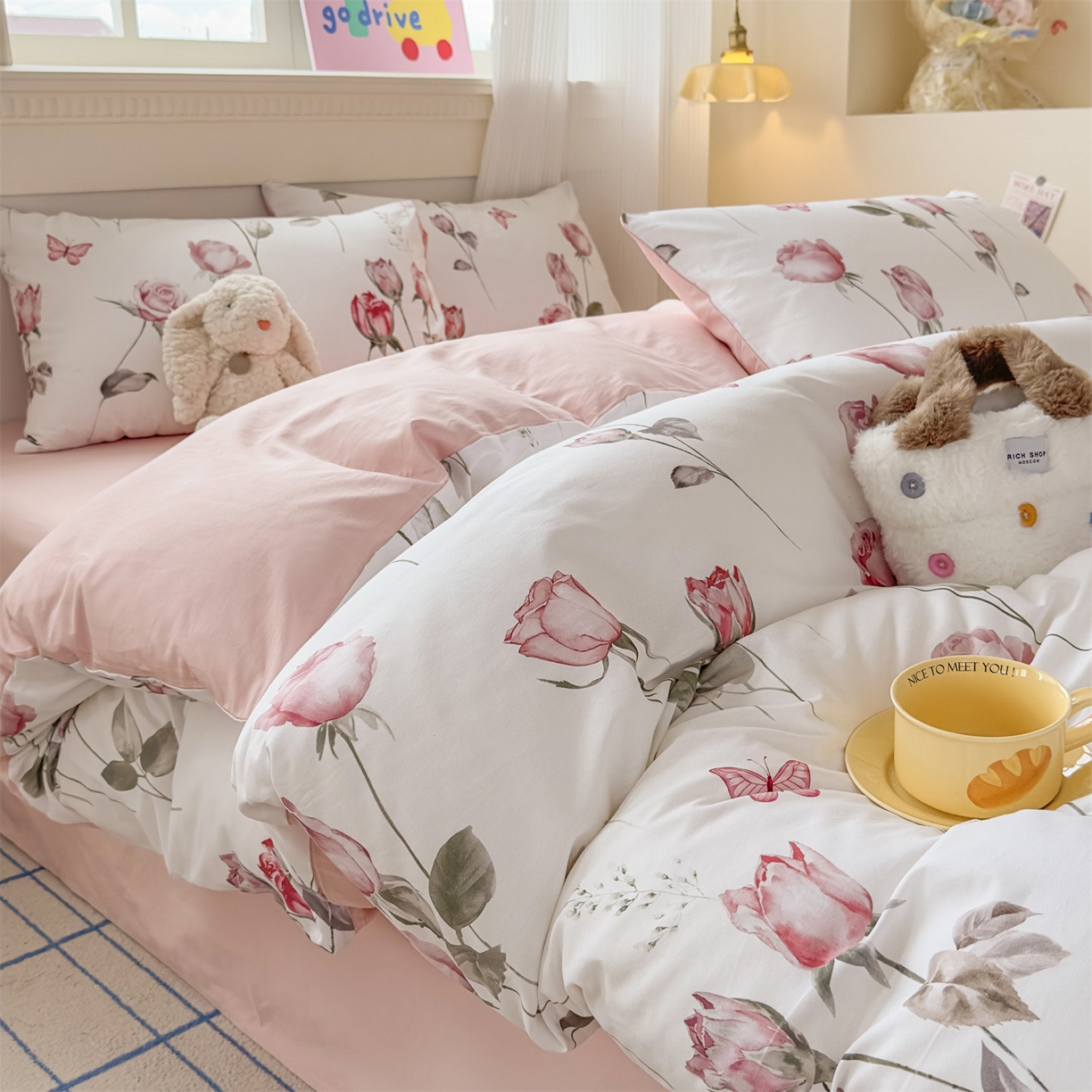 91家纺网 家纺一手货源 找家纺 恒爱家纺2025新款A类全棉印花四件套 洛神