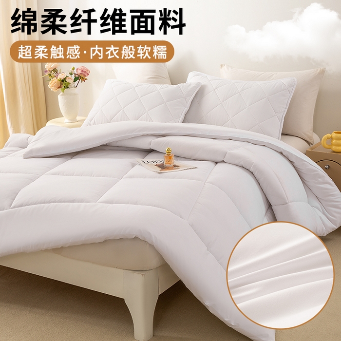 91家纺网 家纺一手货源 找家纺 憨豆家纺 2026新款磨毛四季被春秋被丝棉加厚冬被学生宿舍被子酒店宾馆跨境被芯 轻奢白