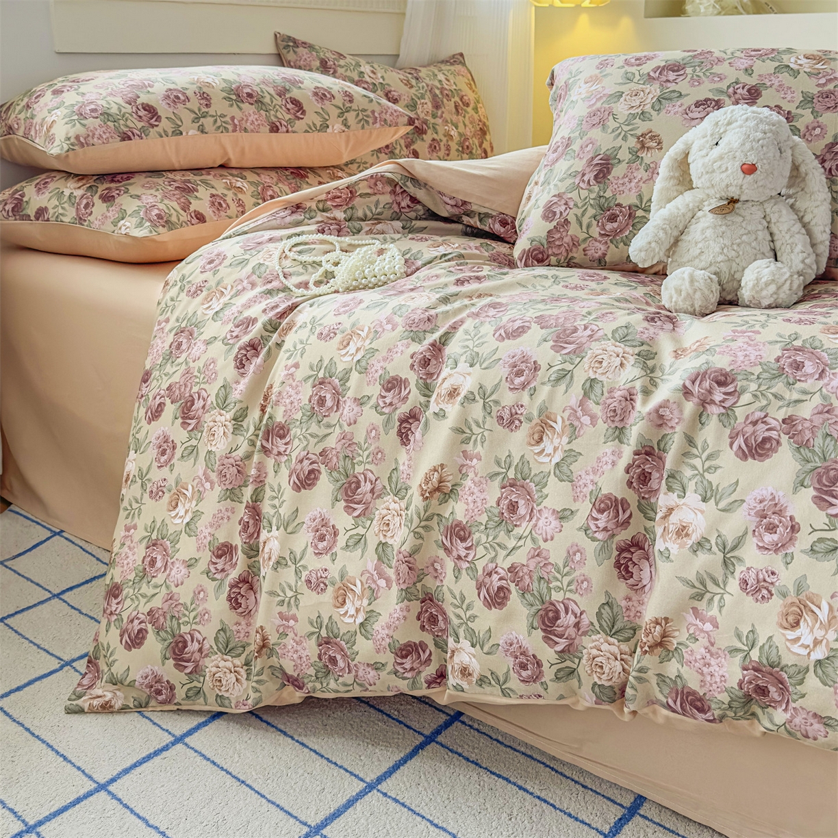 91家纺网 家纺一手货源 找家纺 恒爱家纺2025新款A类全棉印花四件套 暖梦旧歌