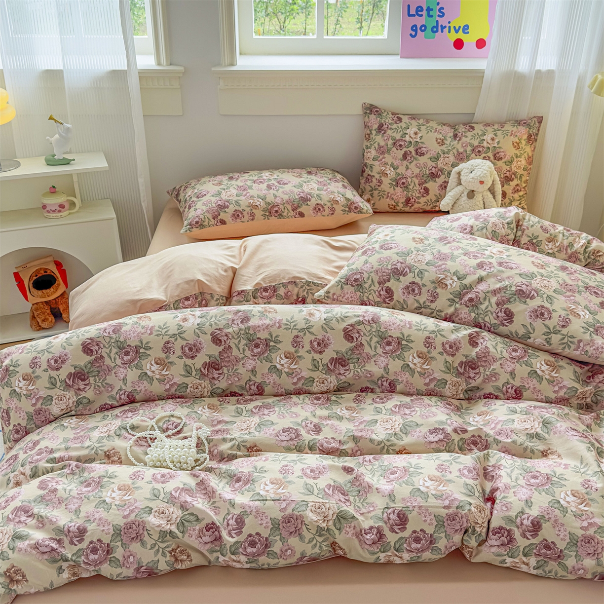 91家纺网 家纺一手货源 找家纺 恒爱家纺2025新款A类全棉印花四件套 暖梦旧歌