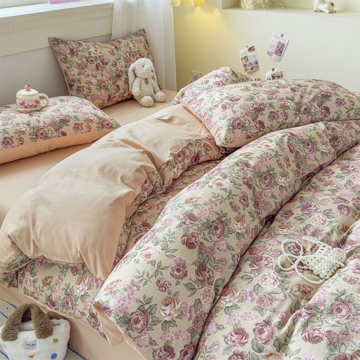 91家纺网 家纺一手货源 找家纺 恒爱家纺2025新款A类全棉印花四件套 暖梦旧歌