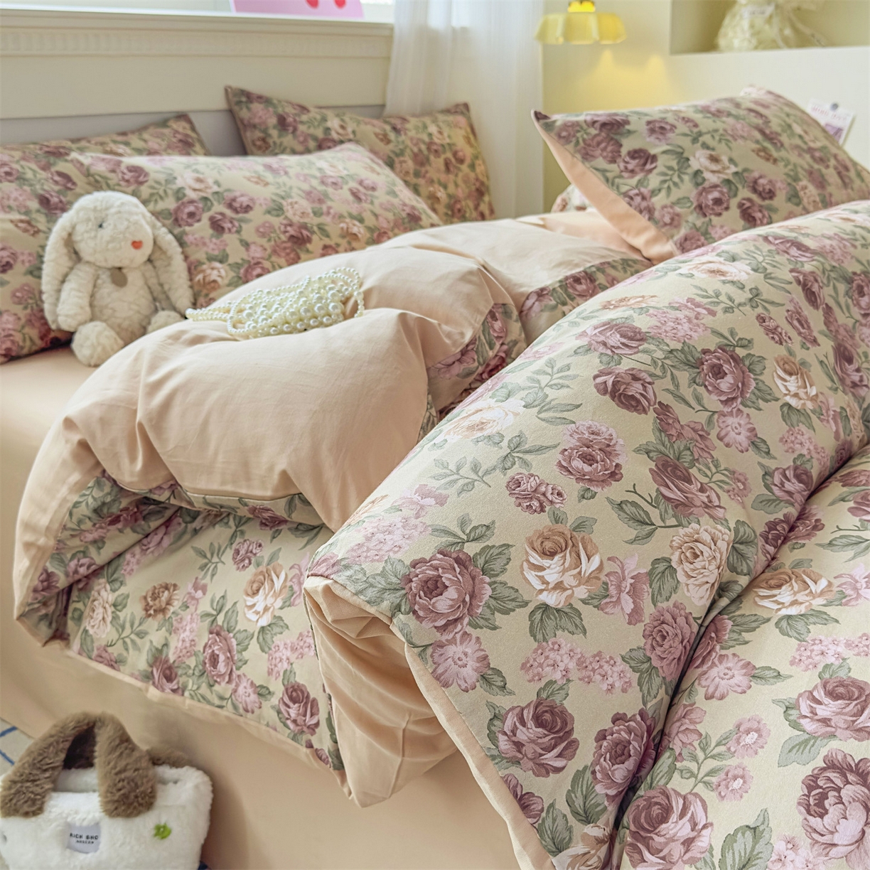 91家纺网 家纺一手货源 找家纺 恒爱家纺2025新款A类全棉印花四件套 暖梦旧歌